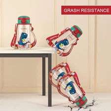 Kids Water Bottle 500ml Leakproof with Soft Straw & Easy-Grip Handle - BPA-Fr...