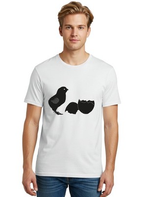 Chicken-Hatching Mens Graphic Tee, 100% Cotton, Casual Summer Wear