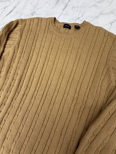 Vintage 90's IZOD Men's Cable Knit Pullover Sweater Long Sleeve Green XL Brown