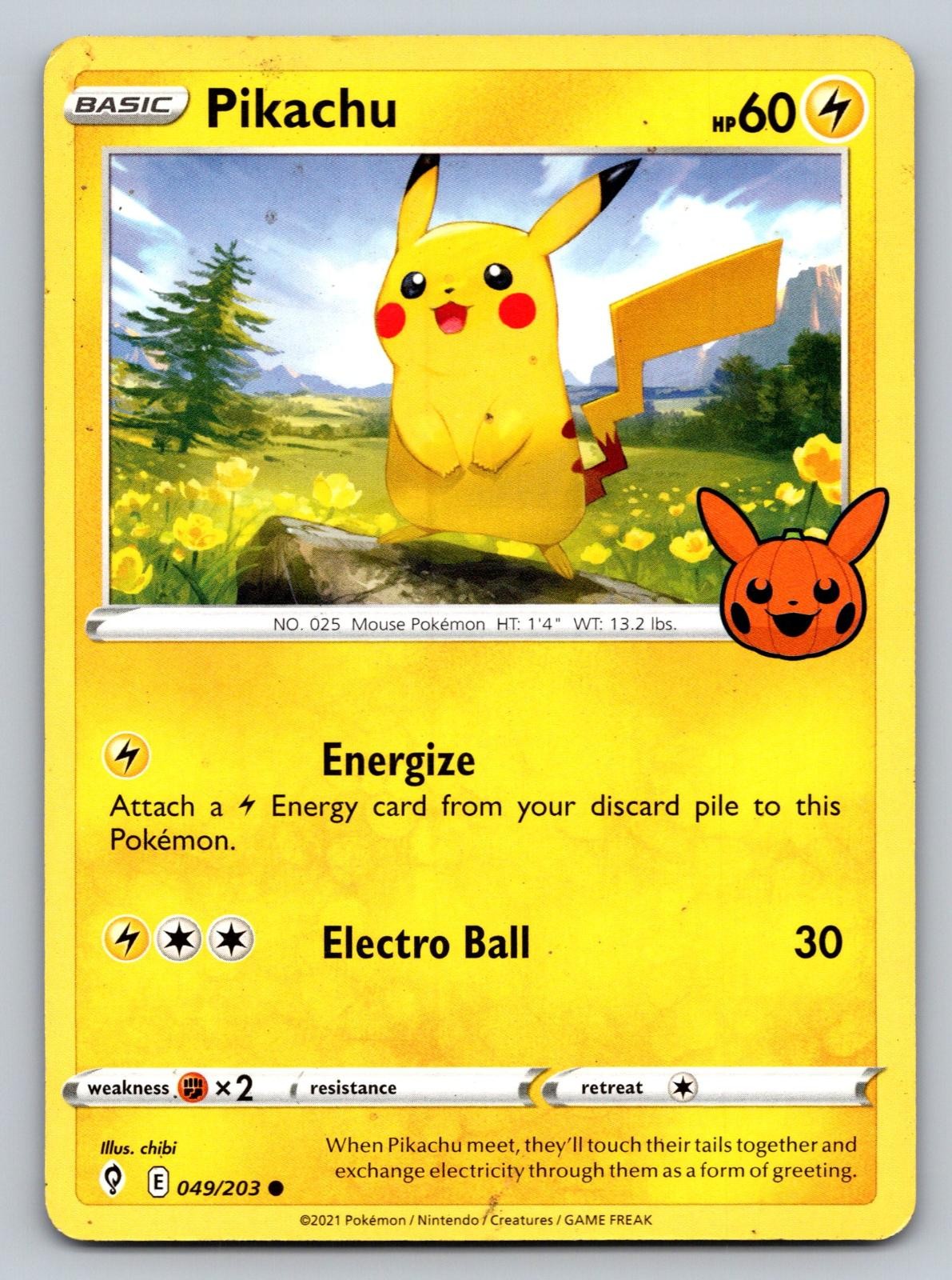 Pikachu 049/203 Promo Trick or Trade BOOster Pokemon Lightly Played