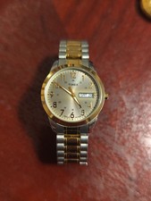 TIMEX SOUTH STREET SPORT MENS T2M935 TWO-TONE WATCH 36mm DAY-DATE NEW BATTERY
