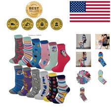 12 Pairs Colorful Girls Crew Socks   Fun  Creative Novelty Designs