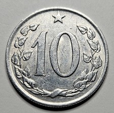 1964 Czechoslovakia 10 Ten Haleru - Czech Coin - Aluminum - World Coin - Europe 