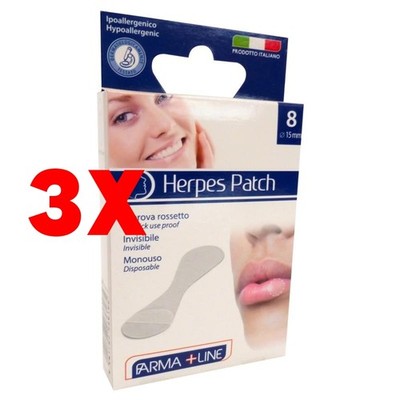 3 x Herpes Lippenpflaster 8 Stück Farmaline Herpes Patch Transparent Ro-Proof