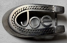 Vintage JOE Name Belt Buckle Metal Personalized Retro Biker Western
