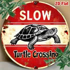Vintage Turtle Crossing Slow Aluminum Tin Metal Signs Home Décor 8x8