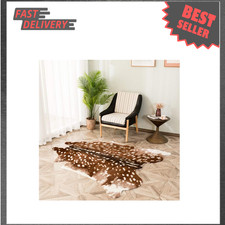 Faux Cowhide Area Rug,, Deer Print Hide Rug, Faux Fur Animals Mat Carpet for