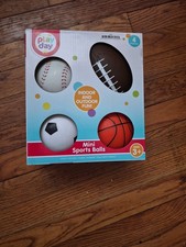 Play Day MINI Sports Balls 4Pc. 2024 AGES 3 Plastic Football Baseball Soccer