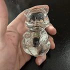 Fenton Glass Teddy Bear Green Heart August Figurine Vintage Birthday