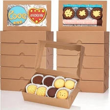 100 PCS 7x433x15 Inch Brown Bakery Boxes, Window, Cookie, Truffle, Macaron