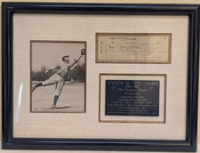 Ty Cobb Signed Check 1952 Framed Autograph Gallery of History