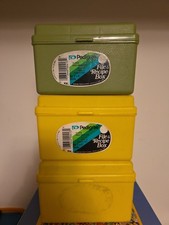 3 Vintage 1974 Retro Green/Yellow MCM Recipe Card File Index Catalog Box