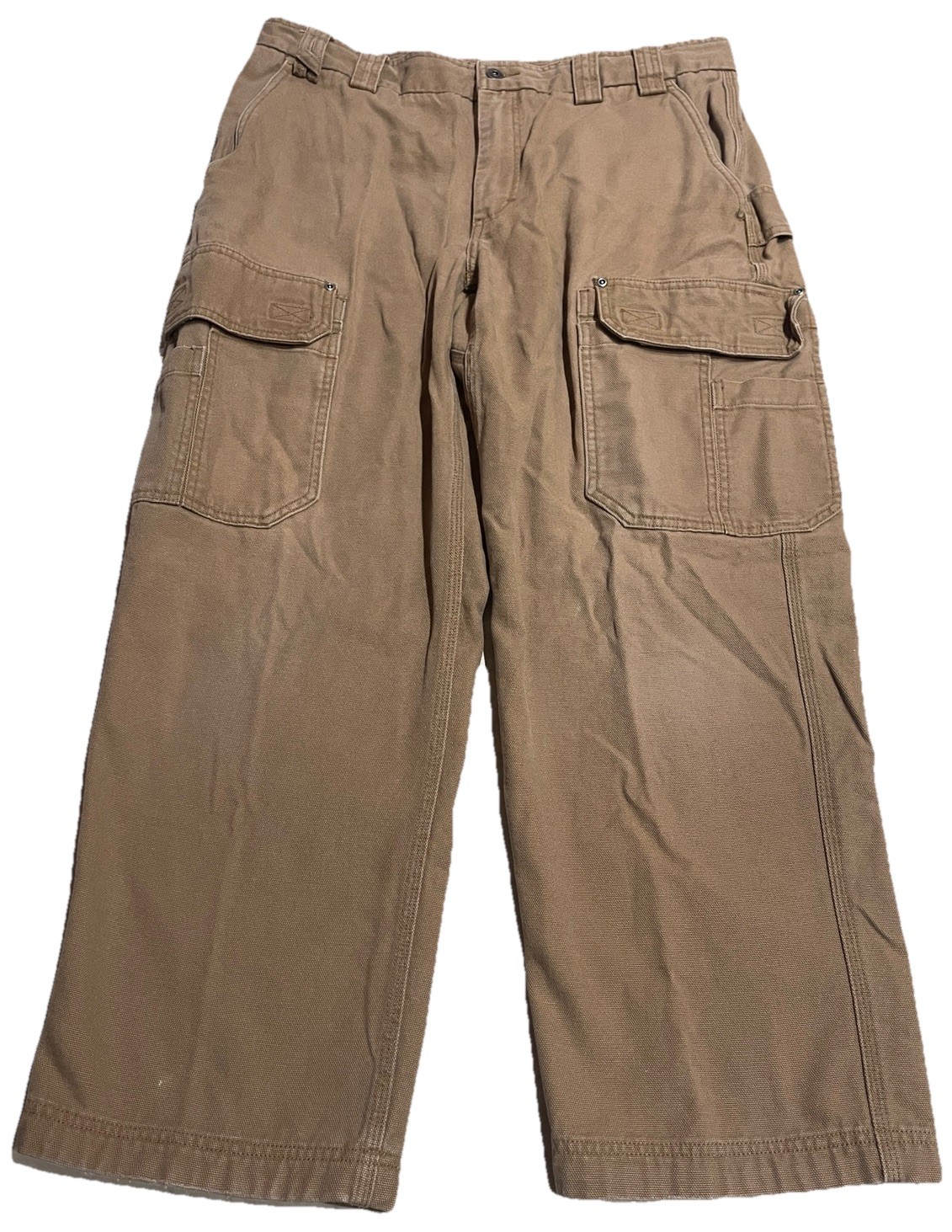Duluth Trading Co Mens 38x30 Fire Hose Relaxed Fit Cargo Work Pants Brown