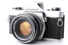 Olympus OM-1 Film Camera w/Case F.ZUIKO 50mm F/1.8 Lens JAPAN Tested MINT 