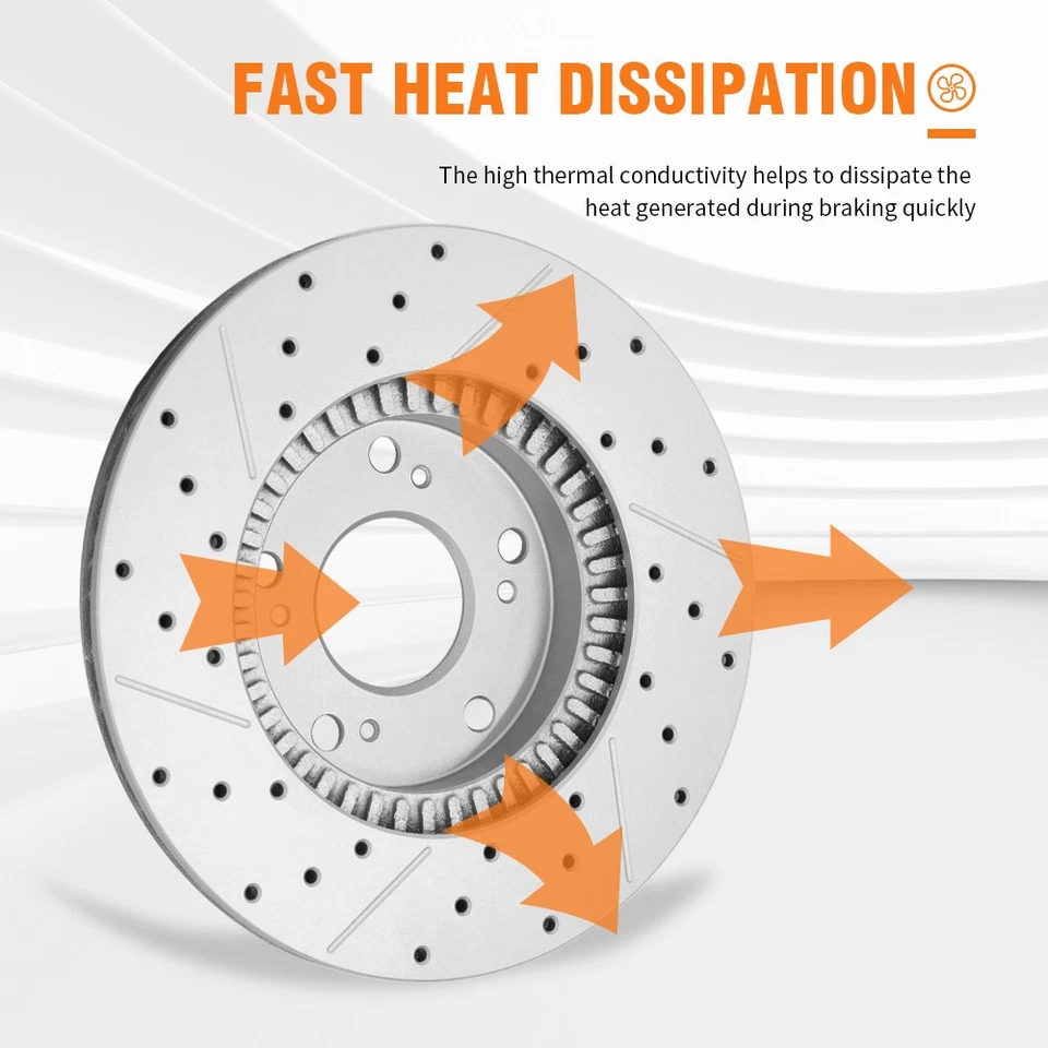 Front & Rear Drilled Brake Rotors For 2015 2016 2017 Ford F-150 Ford Lobo - Image 2 of 4