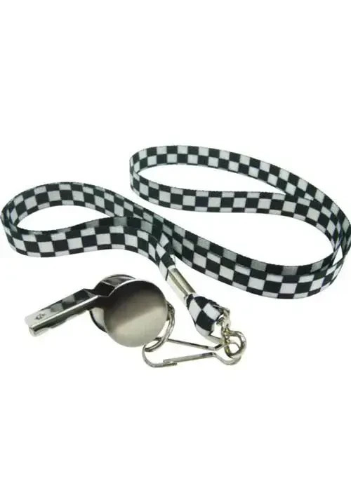 Black And White Metal Whistle with Lanyard