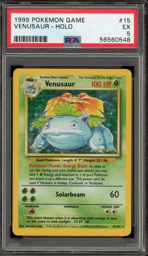 Pokemon Venusaur Base Set Unlimited Holo Rare #15 PSA 5