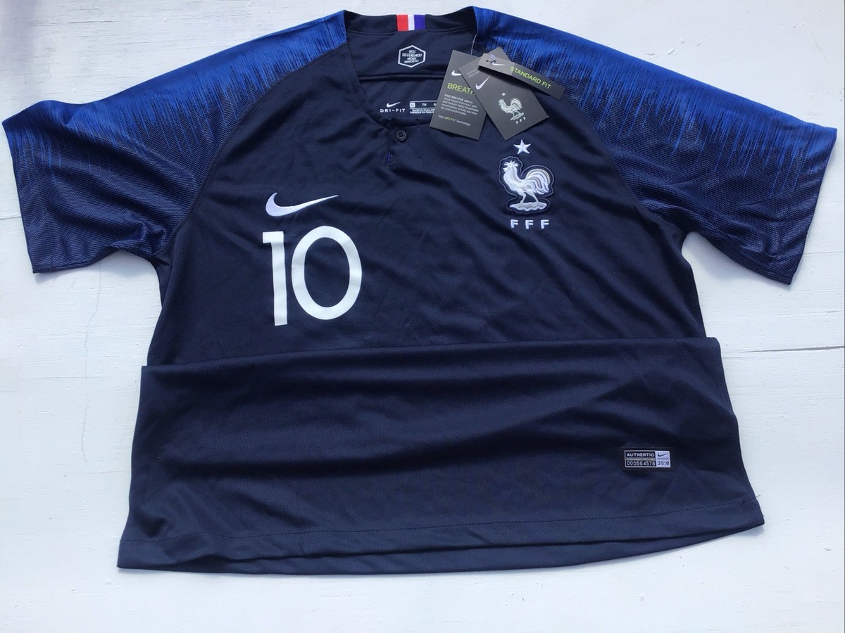 Nike France Men's Home Jersey 2018 Legend Mbappe #10 - Navy-With