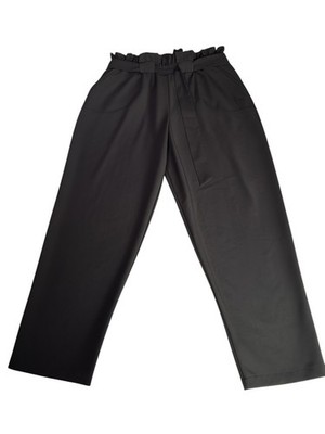 Albion Fit Black Paperbag Waist Pants XL Tie Belt Wide Leg Stretch