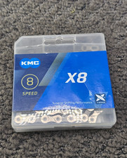 KMC X8 Silver Bicycle Chain 1/2" x 3/32" 116 Links Fits 8-Speed Shimano, SRAM