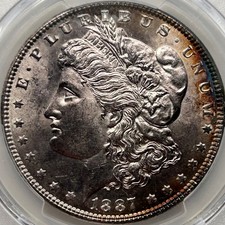 1887 P Morgan Silver Dollar PCGS MS63 Lavender Toned