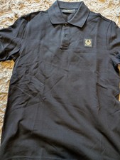 Image of Black Belstaff Polo Top Size Small Brand New In Package 100% Cotton Short Sleeve