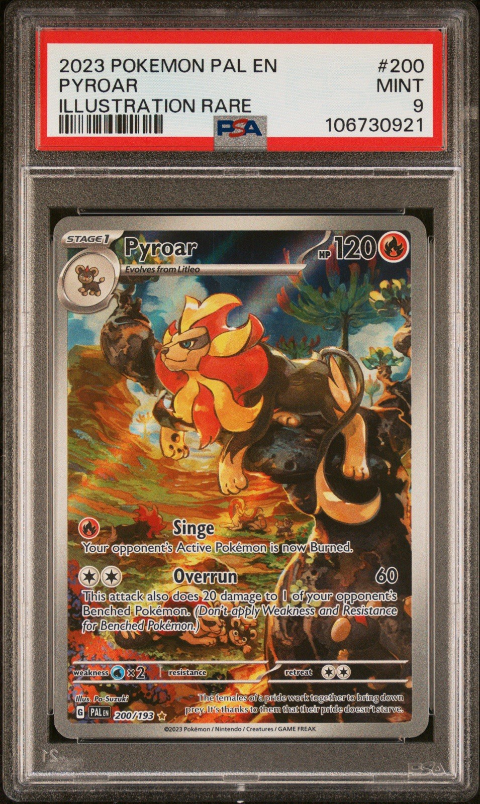 2023 POKEMON PAL EN-PALDEA EVOLVED ILLUSTRATION RARE #200 PYROAR PSA 9 MINT