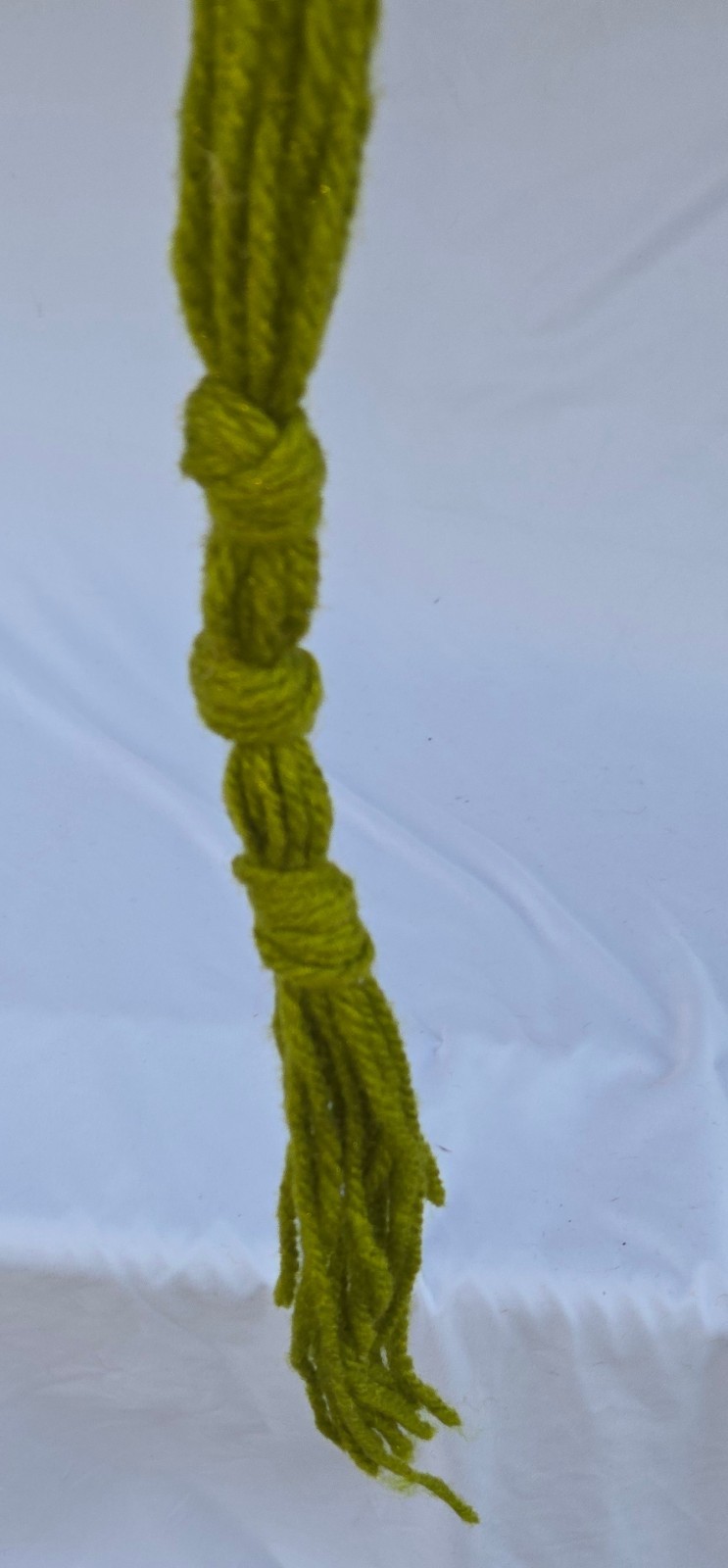 Vintage Yarn Macrame Green Beads Pot Plant Holder Hanger 38" for 10" to 12" Pots
