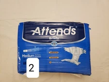 (2) Samples of Attends Heavy Four Tab Cloth Back Diapers Size M 32-44" waist