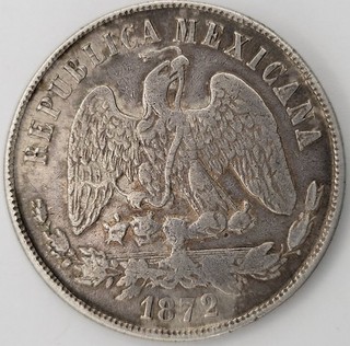 1 Peso 1872 PiO Mexico Balanza Eagle & Snake 27g .903 Silver