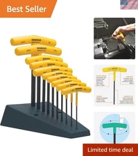 Durable Black Oxide Hex T-Handles Set of 10 with Comfort Grip - 3/32-3/8”