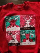 Vintage Sweater Christmas Reindeer Sweatshirt Funny Visa Discover Layaway Sale