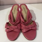 AEROSOLES PINK KNOT NOW MODEL STRAPPY LEATHER WEDGE SLIP ON SANDALS SZ. 7 1/2 B — photo 2