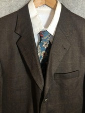 Stafford Blazer Mens 44R Brown Wool Cashmere Check Tweed Sport Coat Jacket