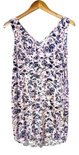 Gap Women Dress Pink Blue Size XS Rayon Floral Sleeveless V-Neck Shift New