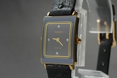 RADO JUbile 4Stone 153.3606.2 Keramik Schwarz/Gold Quarz Damenuhr aus JAPAN