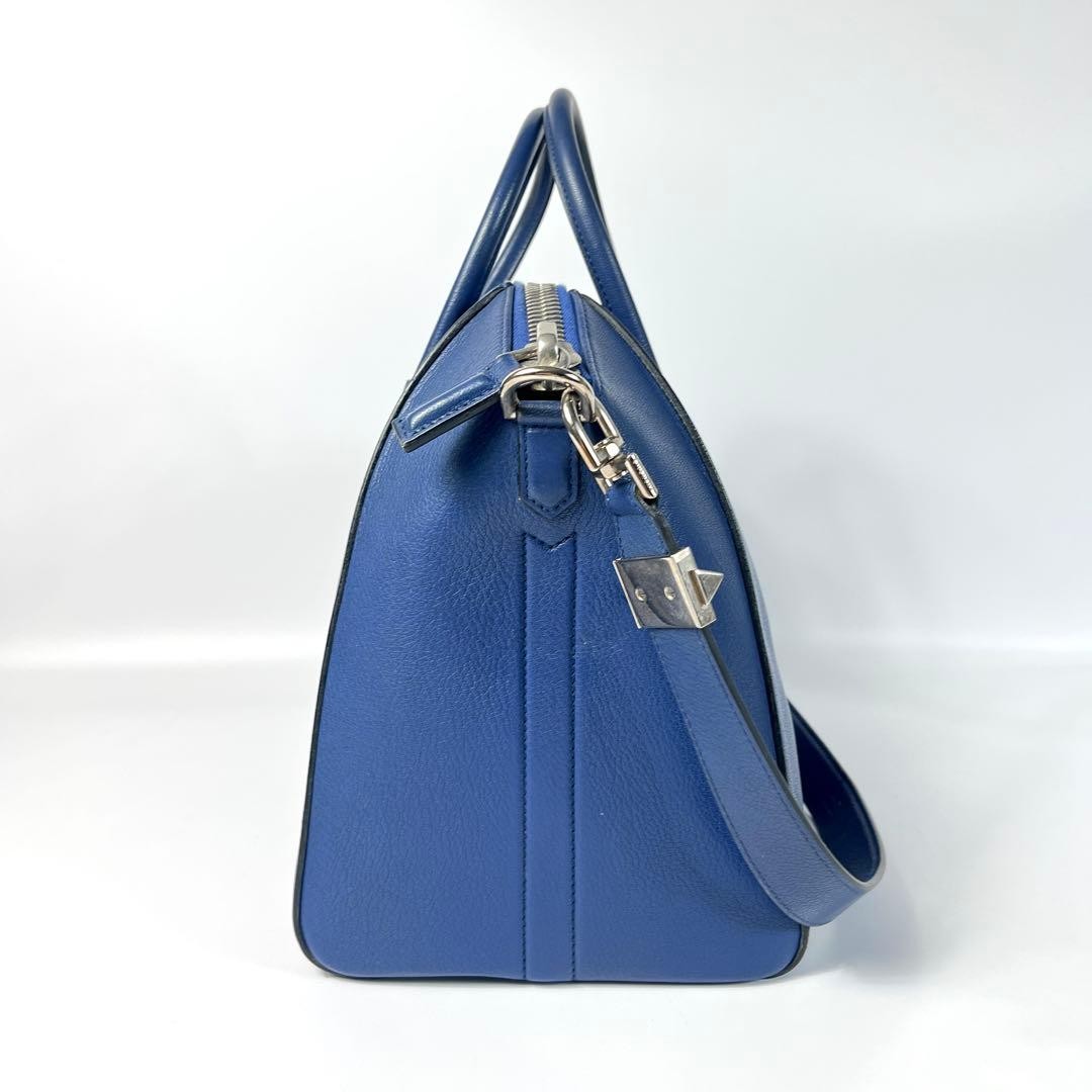 GIVENCHY Antigona Leather 2 Way Shoulder Handbag Blue Authentic Rare From Japan image 4