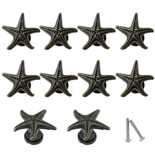 Coastal Drawer Pulls, 10 Pcs Zinc Alloy Starfish Shape Cabinet Knob,Ocean The...