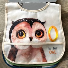 Neat Solutions Set Of 3 Animal 3mos. PVC Free Water Resistant Baby Pocket Bibs