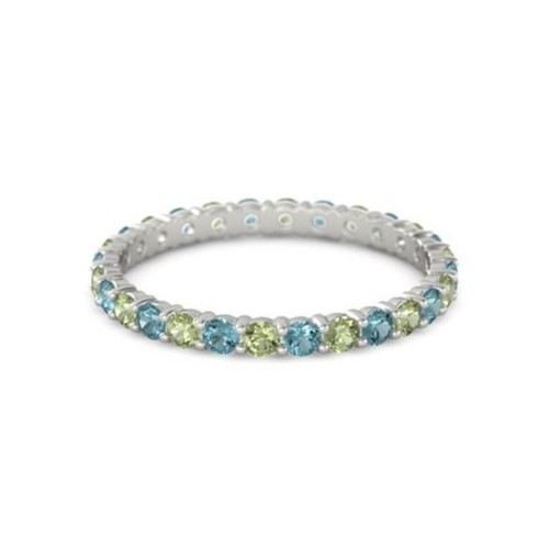 Peridot London Blue Topaz Round 2.50 MM Eternity 925 Sterling Silver Women Ring - Picture 3 of 3