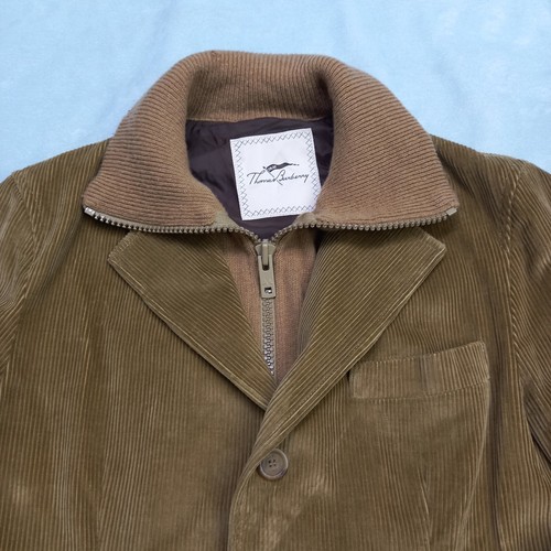 Abrigo Thomas Burberry 100% Algodón Chaqueta de Pana Marrón Sobretodo TB Logotipo Talla XL - Imagen 6 de 21