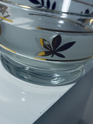 Libbey “Hoja de Oro” Vidrio Esmerilado Crema y Azúcar Set Mediados de Siglo Retro - Imagen 5 de 7
