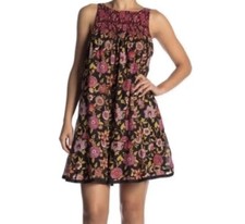 Free People Oh Baby Floral Print Minidress Sz XS Black Pink Smocked NWT!