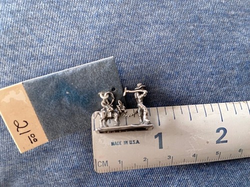 SUPER! Estate 50s-60s NOC Ster CHARM: 3D MINER Pack MULE Pick Ax /fine details!! - Picture 14 of 15