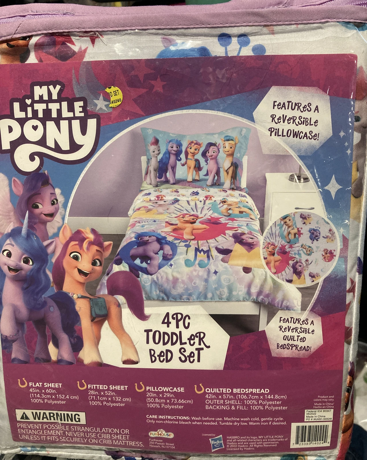 My Little Pony ~4 Pc. Toddler Bed Set~ Bedspread-2 Sheets & Pillowcase--- NEW