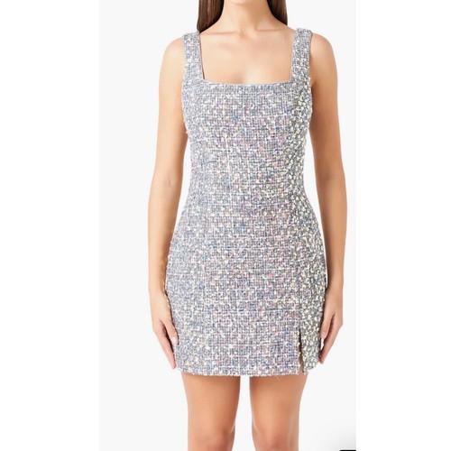 Endless Rose Woman Sequin Tweed Sleeveless Minidress, Size Large - Picture 4 of 12