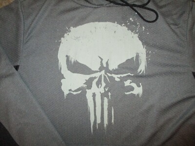 PUNISHER SKULL HOODIE Marvel Universe Comics Lightweight Shirt Sweatshirt  SMALL