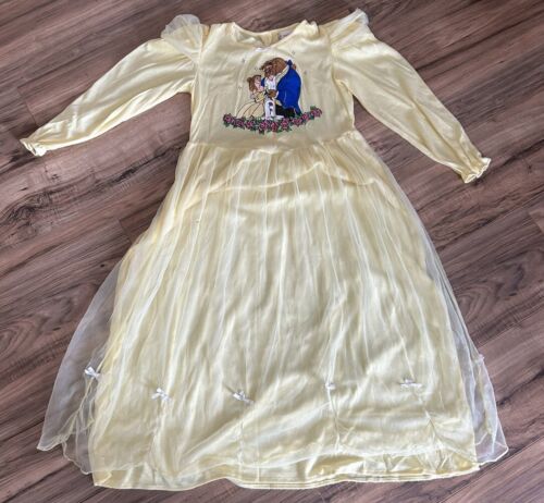 Vtg 90's The Disney Store Belle Beauty and The Beast Yellow Girl’s Nightgown 10 - Picture 1 of 15