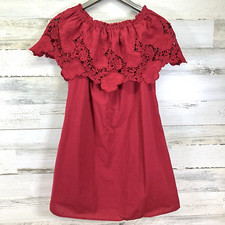 KNOX ROSE Womens Red Crochet Lace Floral Lined A Line Dress Size XS