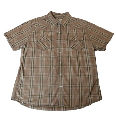 URBAN PIPELINE Shirt Men's Short Sleeve Pearl Snap up Plaid Green XL